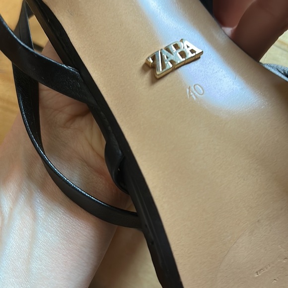 Zara Black Ankle Wrap Square Toes Trendy 3” Heeled Sandals - Picture 7 of 8